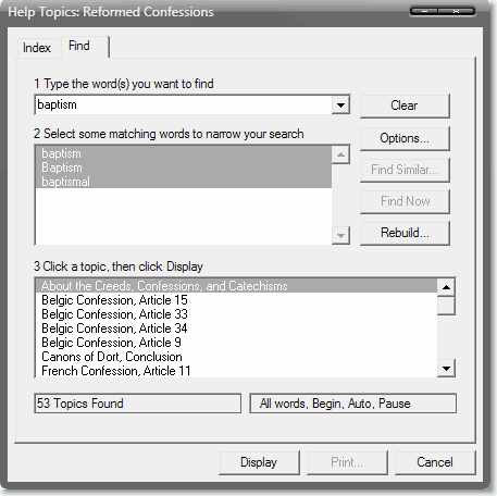 search dialog